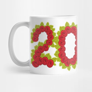 2022 formed with red roses and green leaves Mug